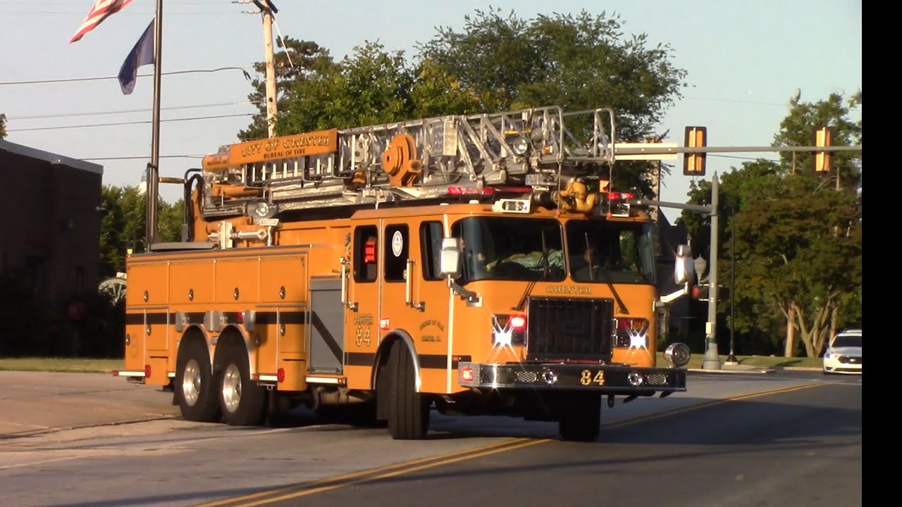 Chester City Bureau Of Fire Ladder 84 and Engine 82 Responding