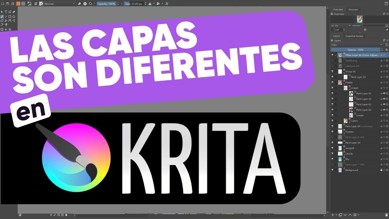 Una guía para usar las capas y máscaras de Krita