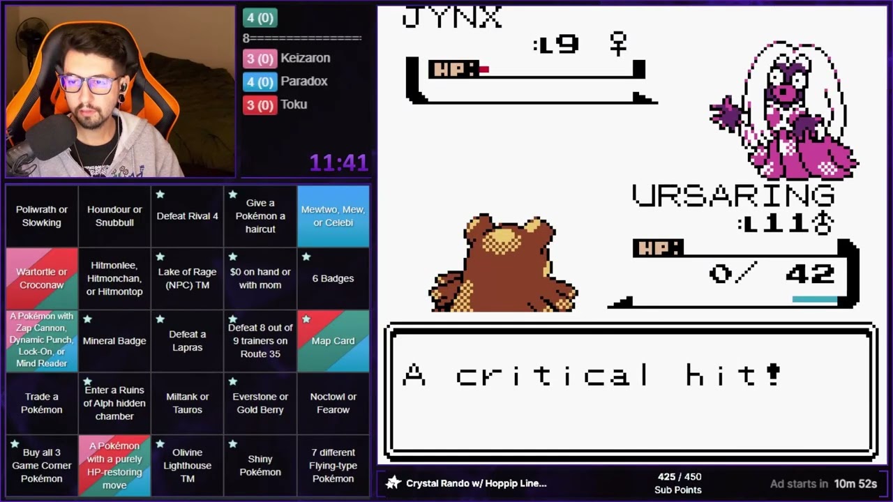 Pokemon Crystal Randomizer Blackout Bingo - Nov. 11, 2025 (Game 3)