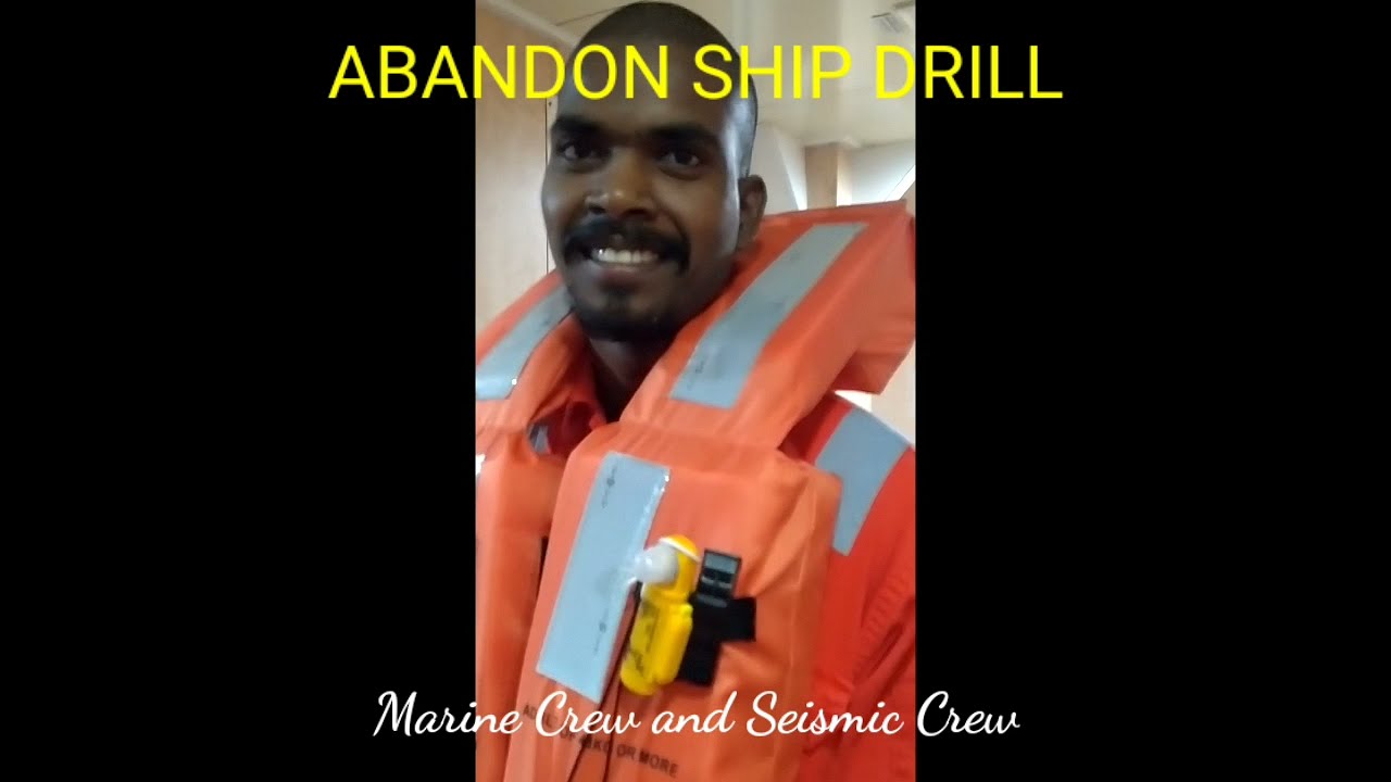 Abandon Ship Drill On Board MV. BGP Commander, Crew Marine and Seismic Berkumpul di Muster Station