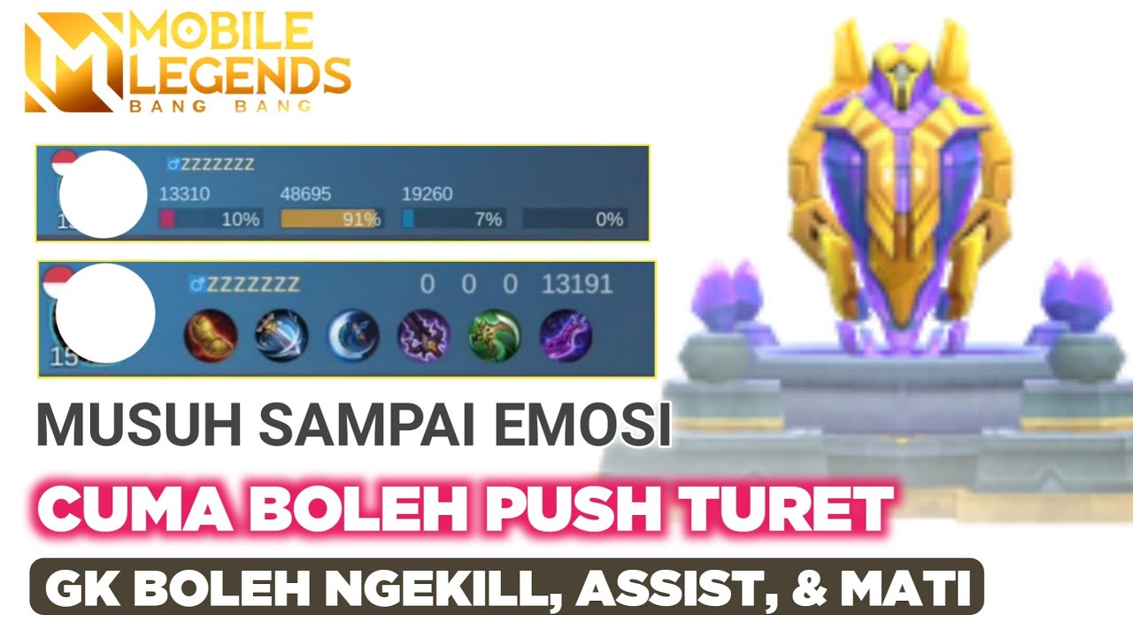 Challenge Cuma Boleh Push Turet GK Boleh ngekill, Assist, & Mati ! Musuh Sampai Emosi