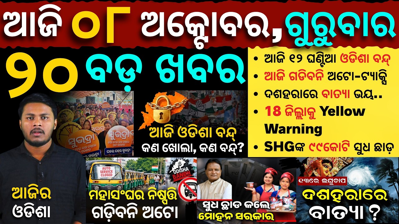 AAJIRA ODISHA | Today's Odia News | 08 October 2026 | Odisha News | Mohan Majhi | Odisha Band