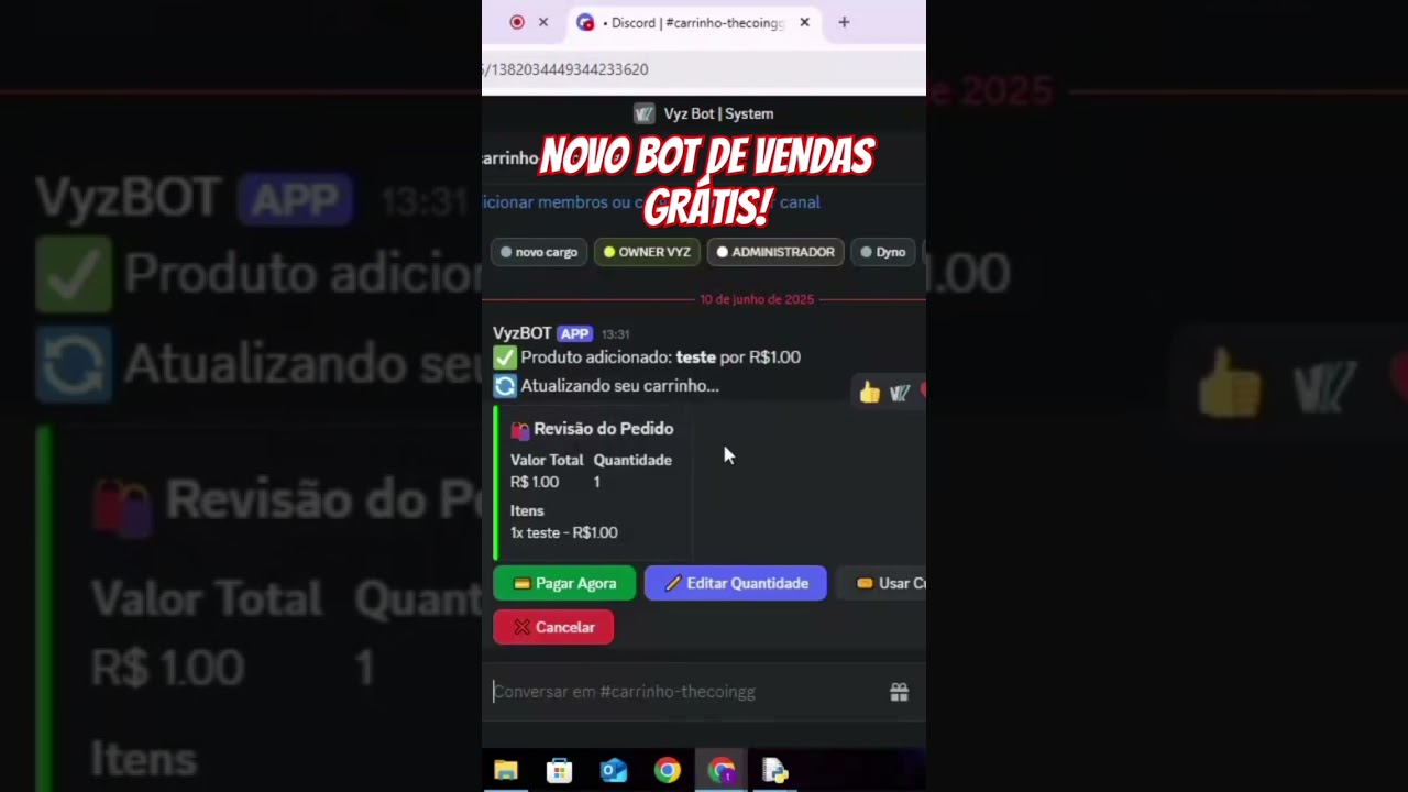 🔥 NOVO BOT DE VENDAS PARA PC E MOBILE GR&Aacute;TIS!!! LINK DO V&Iacute;DEO NOS COMENT&Aacute;RIOS: #discord