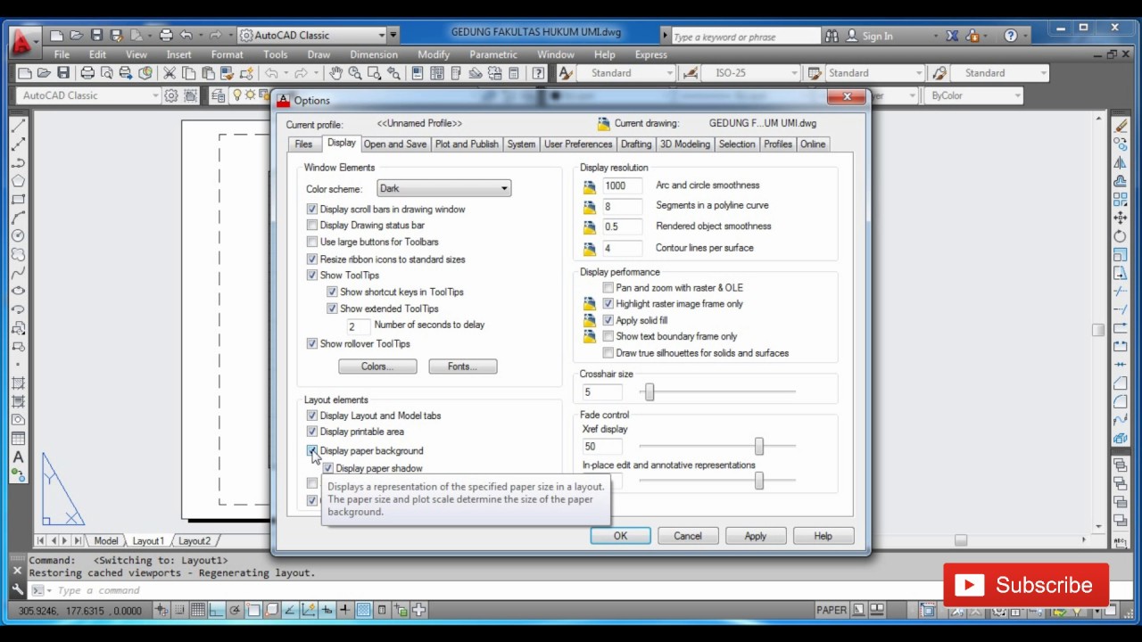 Cara Mengubah Warna Background Layout AutoCAD #001