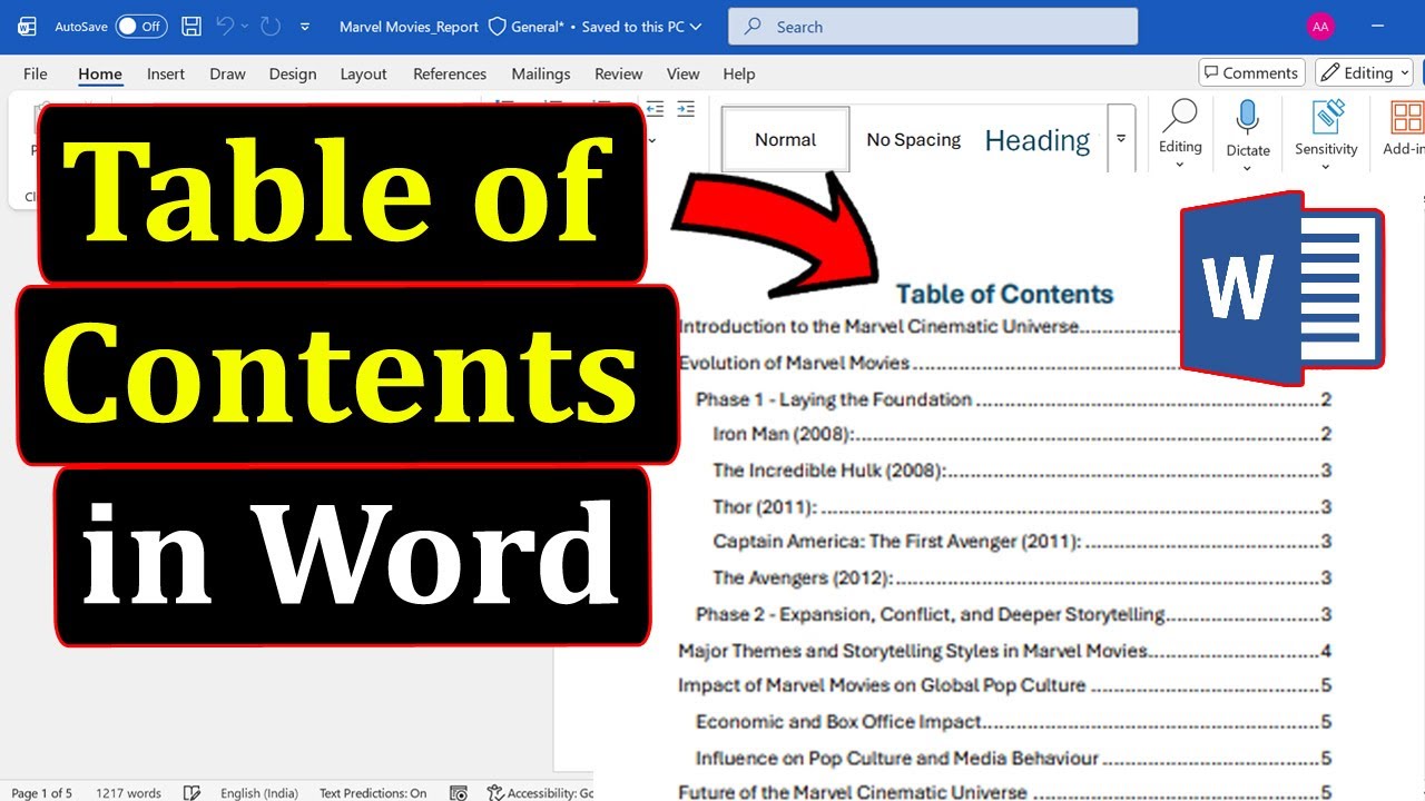 Как создать оглавление в Microsoft Word