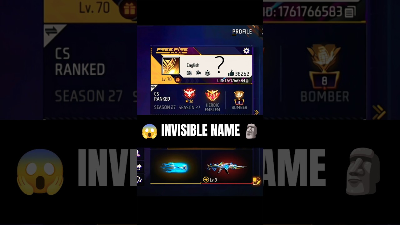 INVISIBLE NAME 🤯l🤫 KAISE RAKHE 🤔|| FF ME NO NAME ACCOUNT 😱🤯 || #shortsfeed