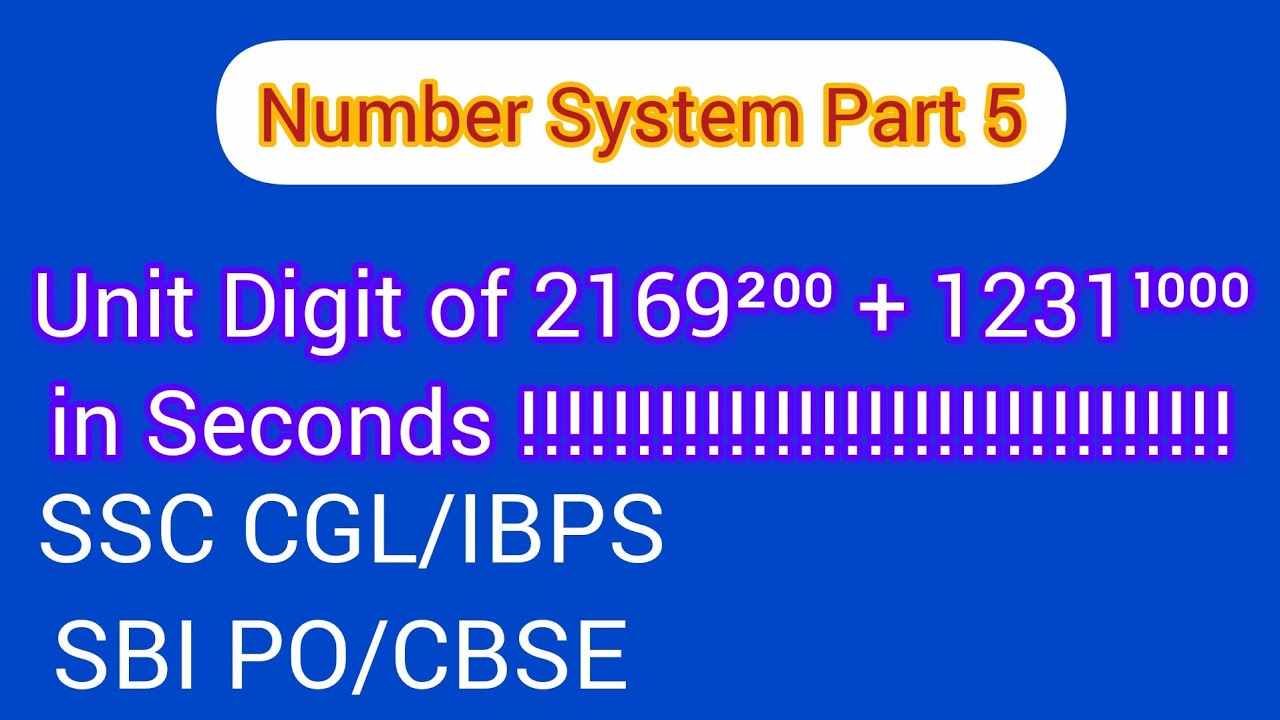Unit Digit of a Number/Basic Concepts/Concept Review Problems/SSC CGL/IBPS/BANK PO/CBSE. #maths ,   