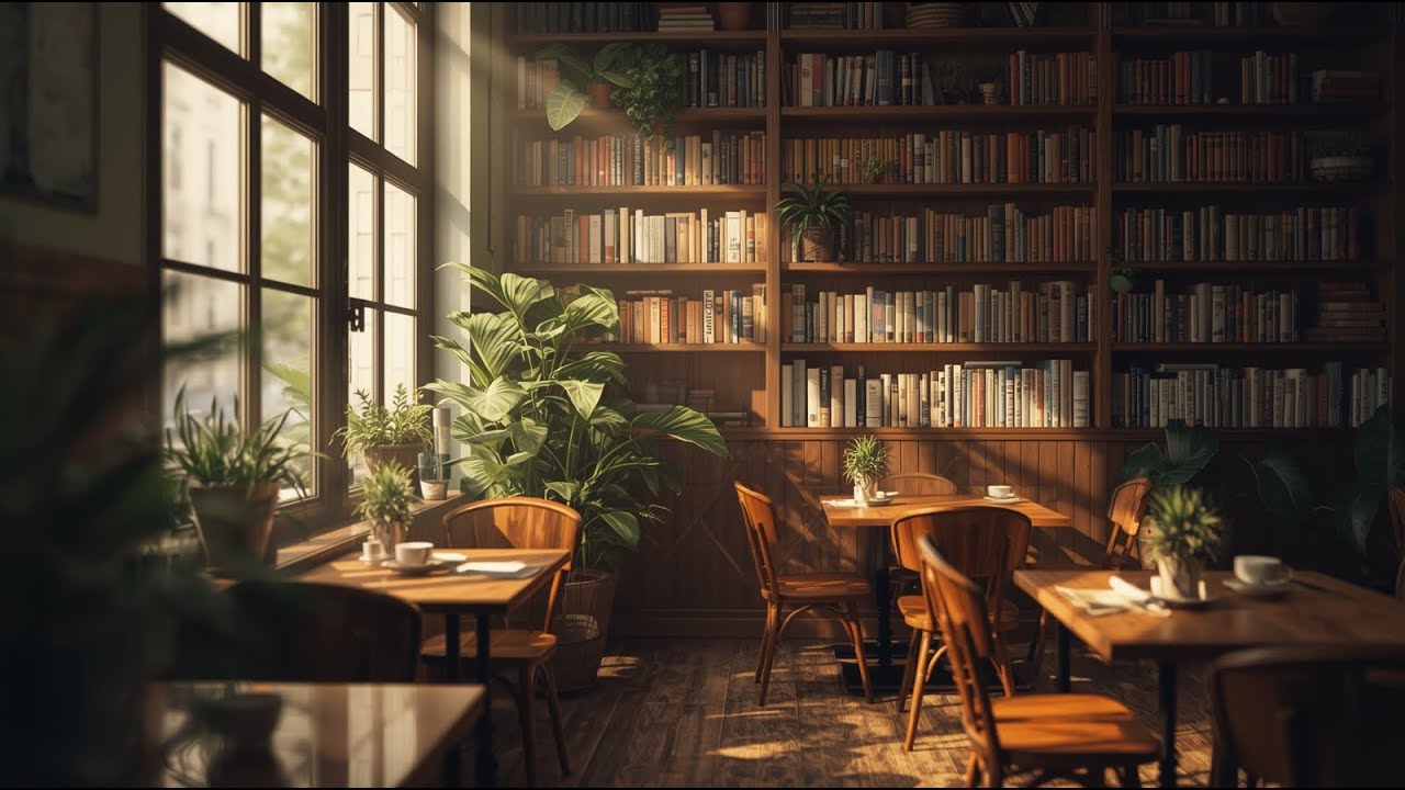 Peaceful Morning Café with Plants | Study and Work Ambience