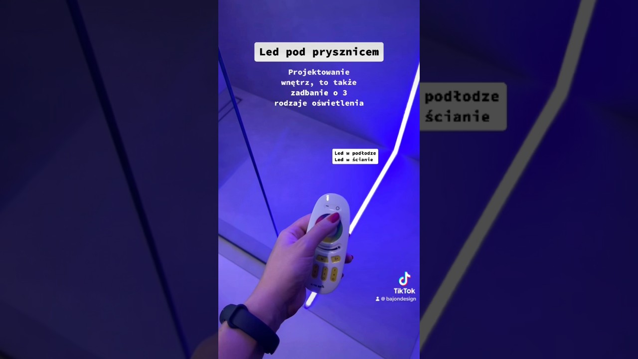 Led pod prysznicem. Led w ścianie. Led w podłodze. #architektwnetrz
