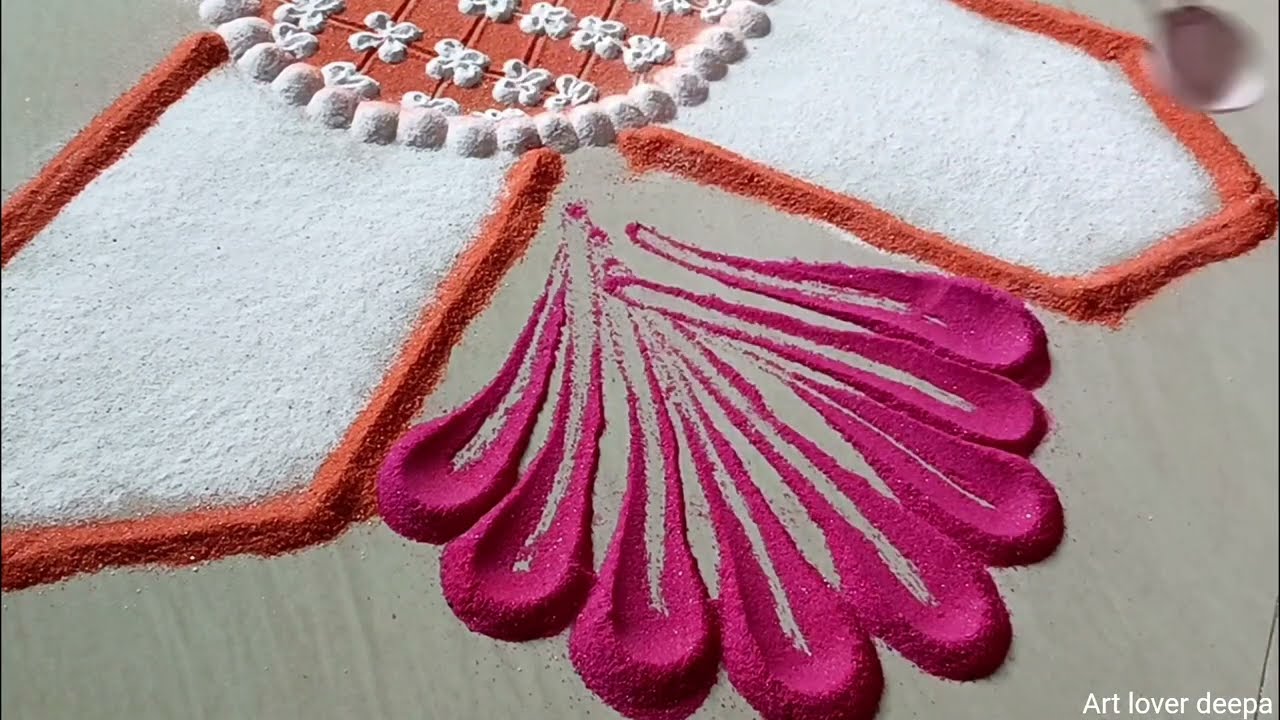 Wow rangoli design//simple and unique rangoli for festival //easy and attractive rangoli design//