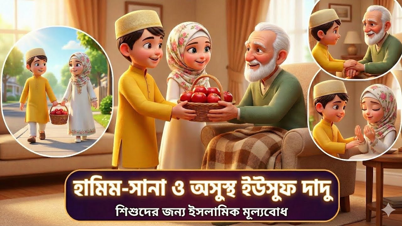 হামিম-সানা ও অসুস্থ ইউসুফ দাদুর গল্প। শিশুদের ইসলামিক মূল্যবোধ |Bangla Islamic Cartoon #animation