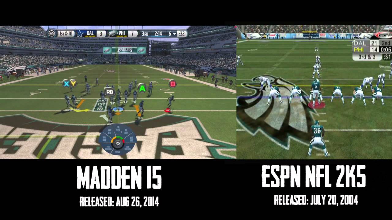 Madden 15 vs ESPN NFL 2k5 Full Gameplay Comparison