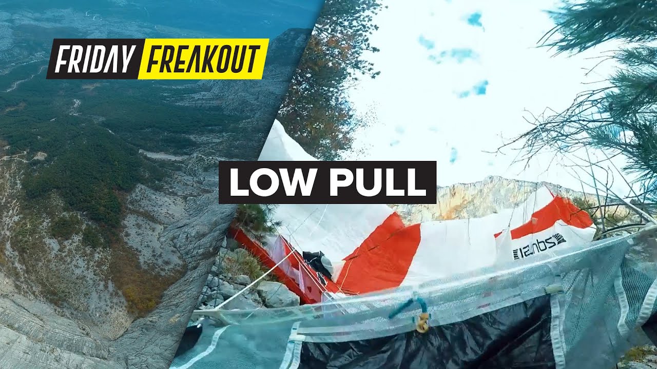 Friday Freakout: BASE Jumper Avoids Impact With Low Pull