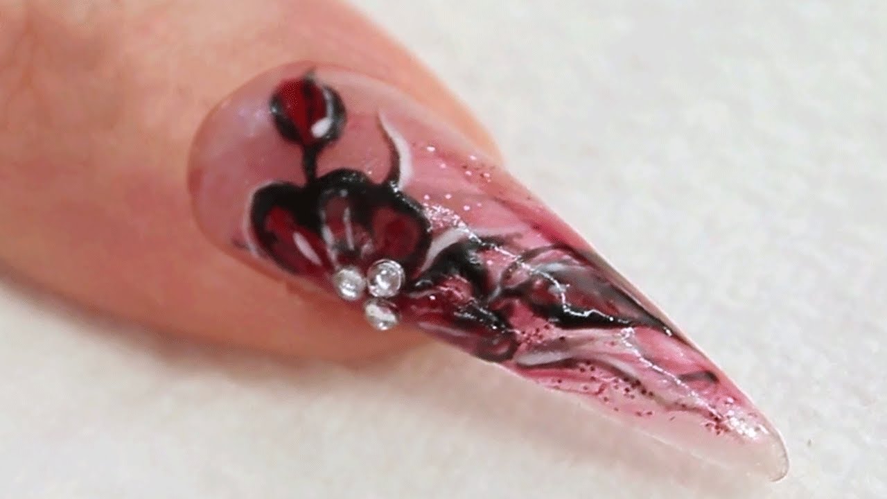 UV Gel Nail Art Tutorial Video Stormy Floral Design by Naio Nails