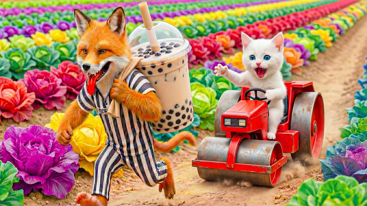 Mama Cat Trims Fur on the Farm and Makes a Tiger Hat for Kittens at Home | AI Animation
