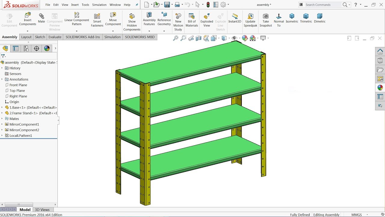 SolidWorks Sheet metal Steel rack 900x300mm