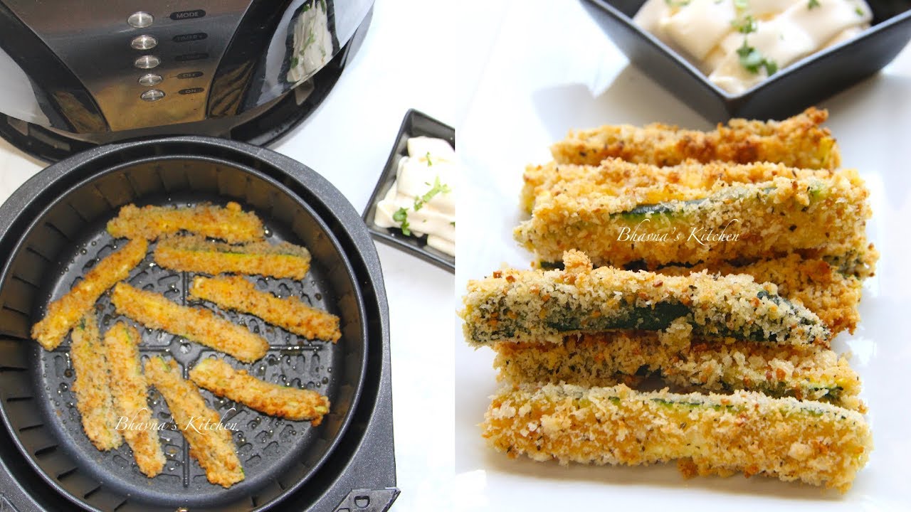 How to Air Fry Crispy Zucchini Fries Video Recipe Holiday Sides| Bhavna's Kitchen