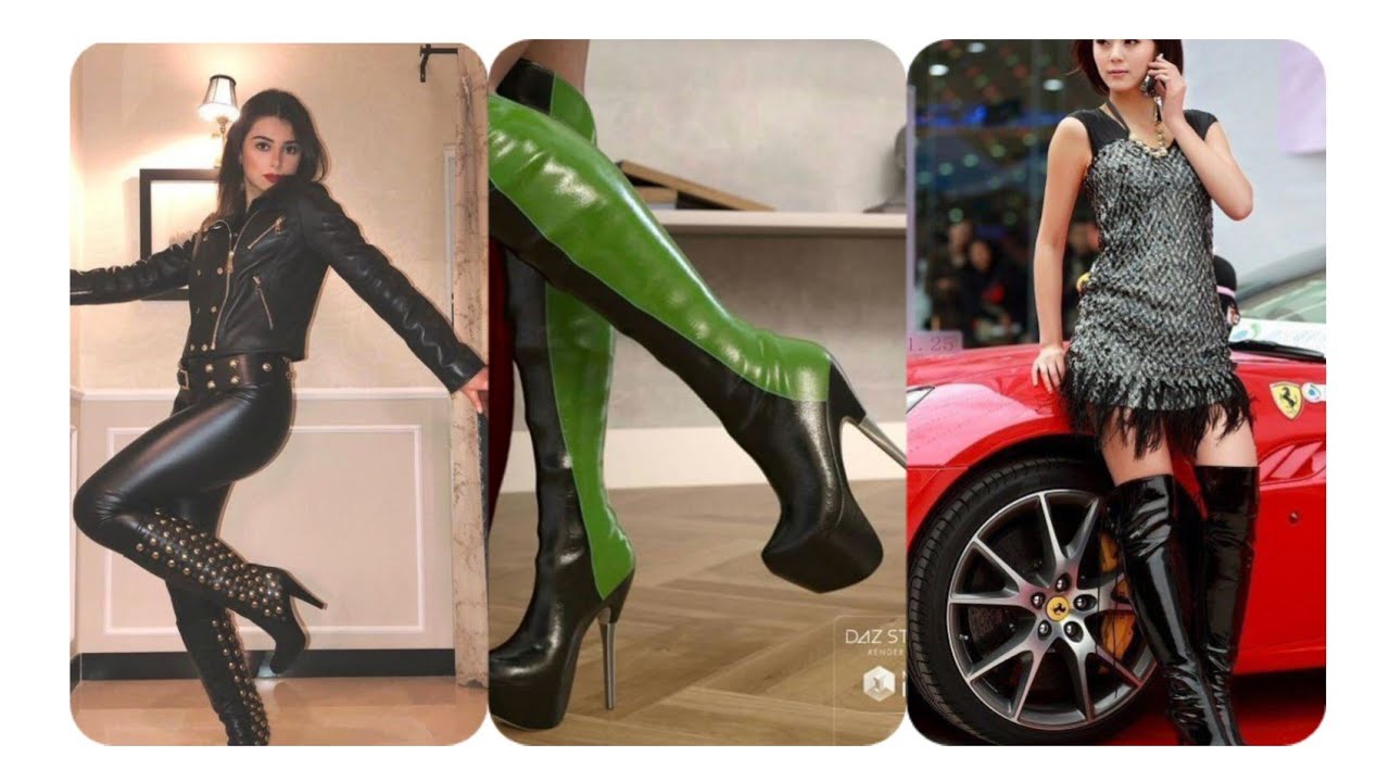 Top trending & adorable collection of thigh high leatherboots/leather latex long boots #viral