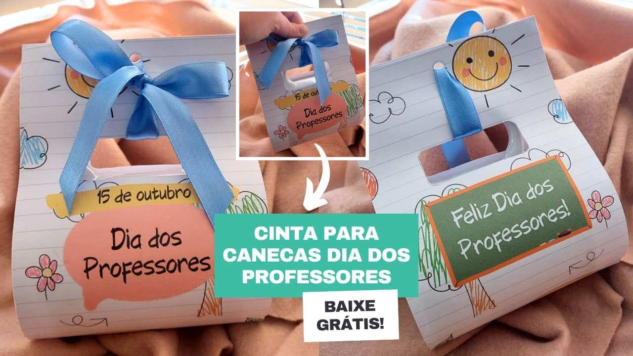 CINTA PARA CANECAS DIA DOS PROFESSORES | BAIXE MOLDE GRÁTIS E EDITE NO CANVA!