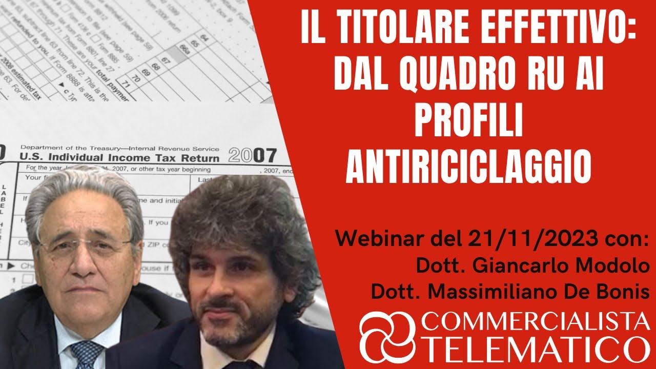 Il Titolare Effettivo  dal Quadro RU ai profili Antiriciclaggio