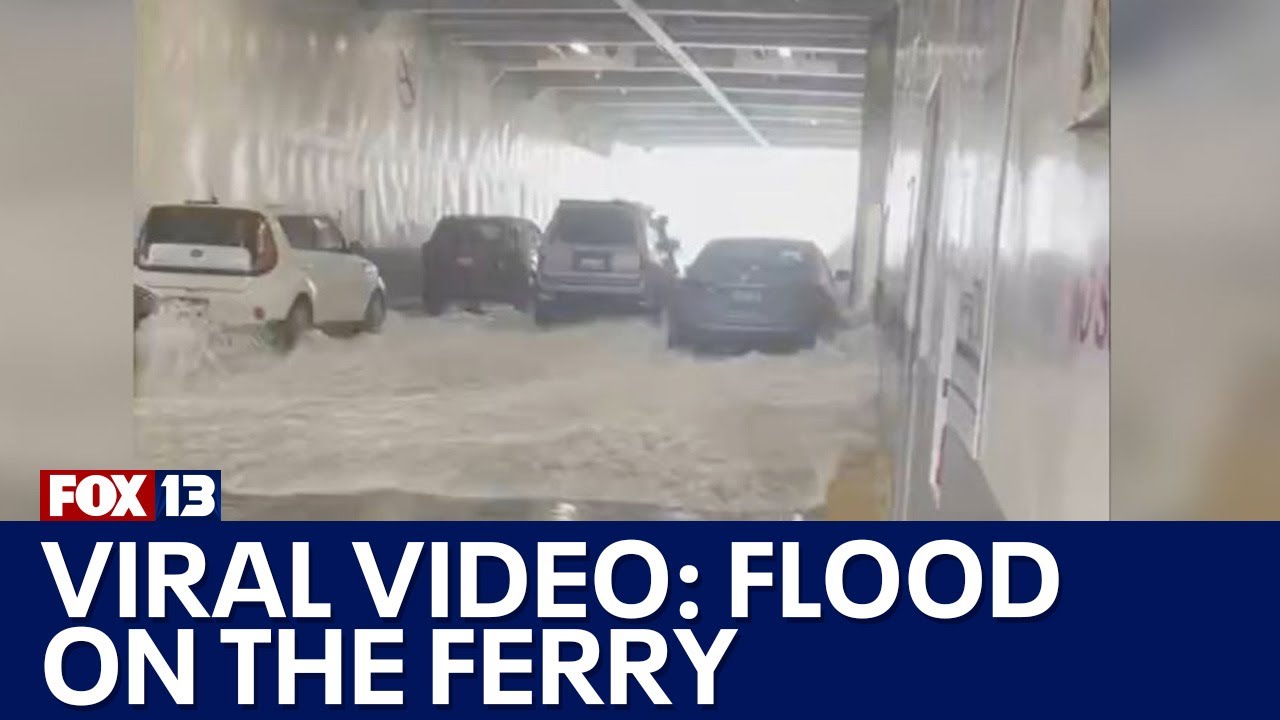 Viral video shows Washington state ferry deck get flooded while crossing Strait of Juan de Fuca