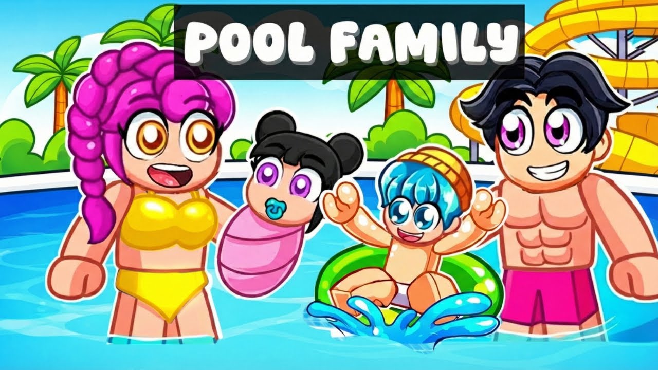 Having a POOL FAMILY in Roblox! (Kpop Demon Hunters)