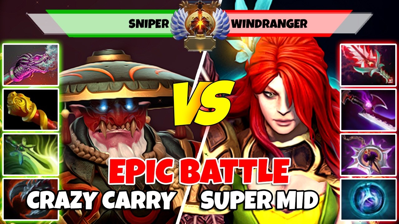 SNIPER (Carry) vs WINDRANGER (Mid) - Epic Battle Of Immortal Rank Dota 2 Players - Z Dota 2