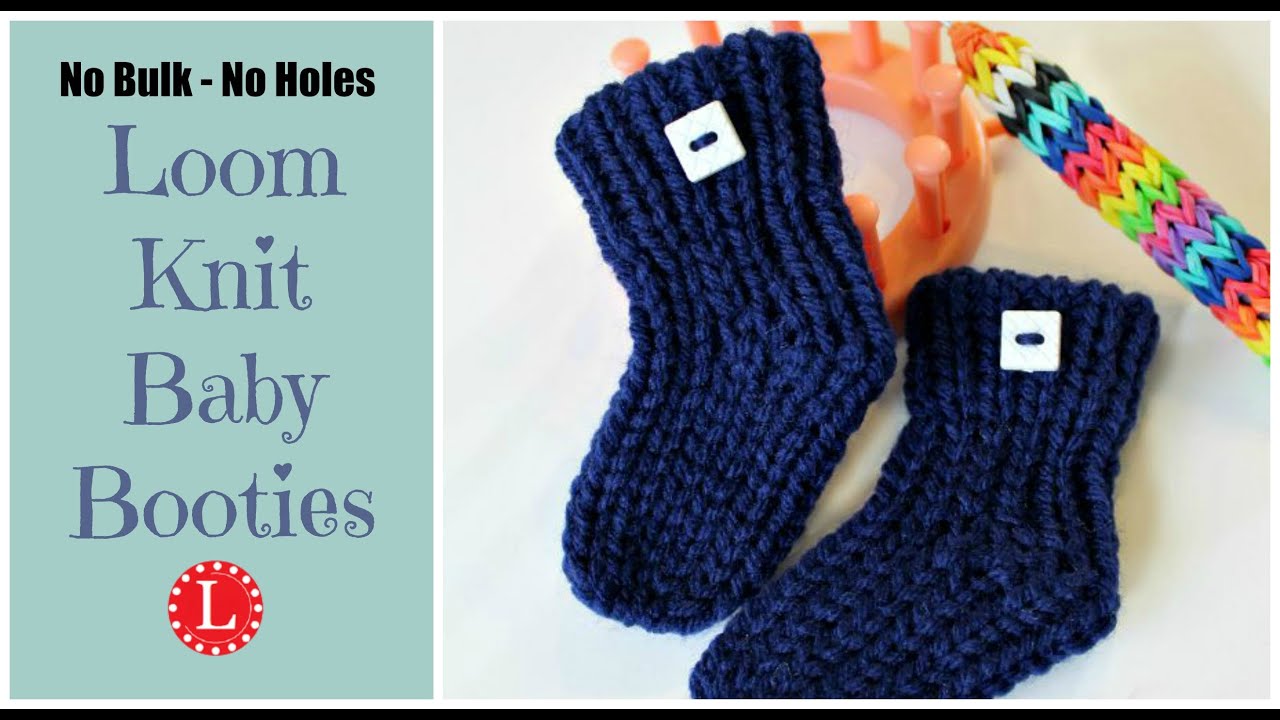 LOOM KNITTING Baby Booties Socks  No Holes No Bulk Step by Step Beginners Project Pattern | Loomahat