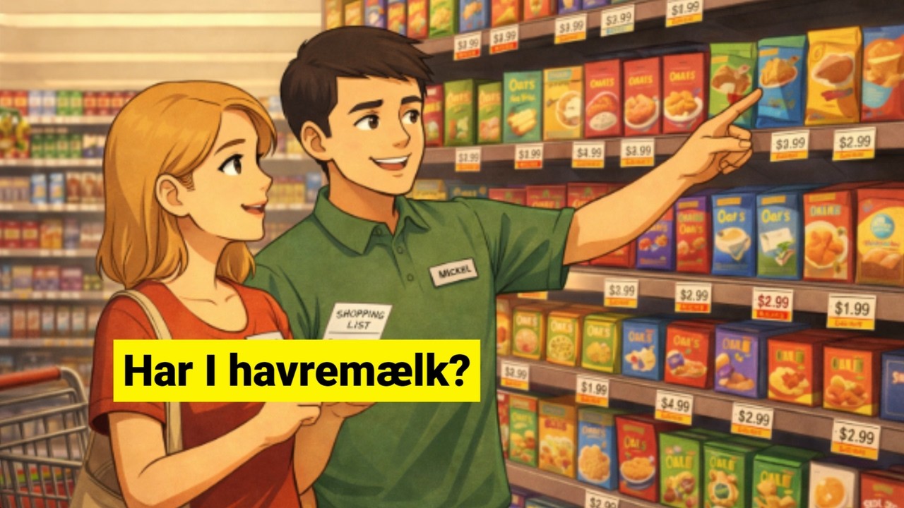 Easy Danish Conversation with subtitles (A1–A2) | 5 Everyday Dialogues