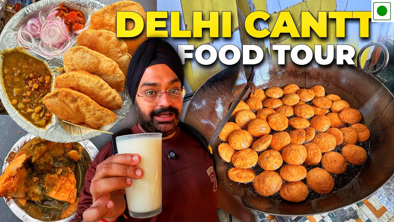 Delhi Cantt Ka Zabardast Street Food! | Poori Chole, Kachori, Samosa & Lassi 💥