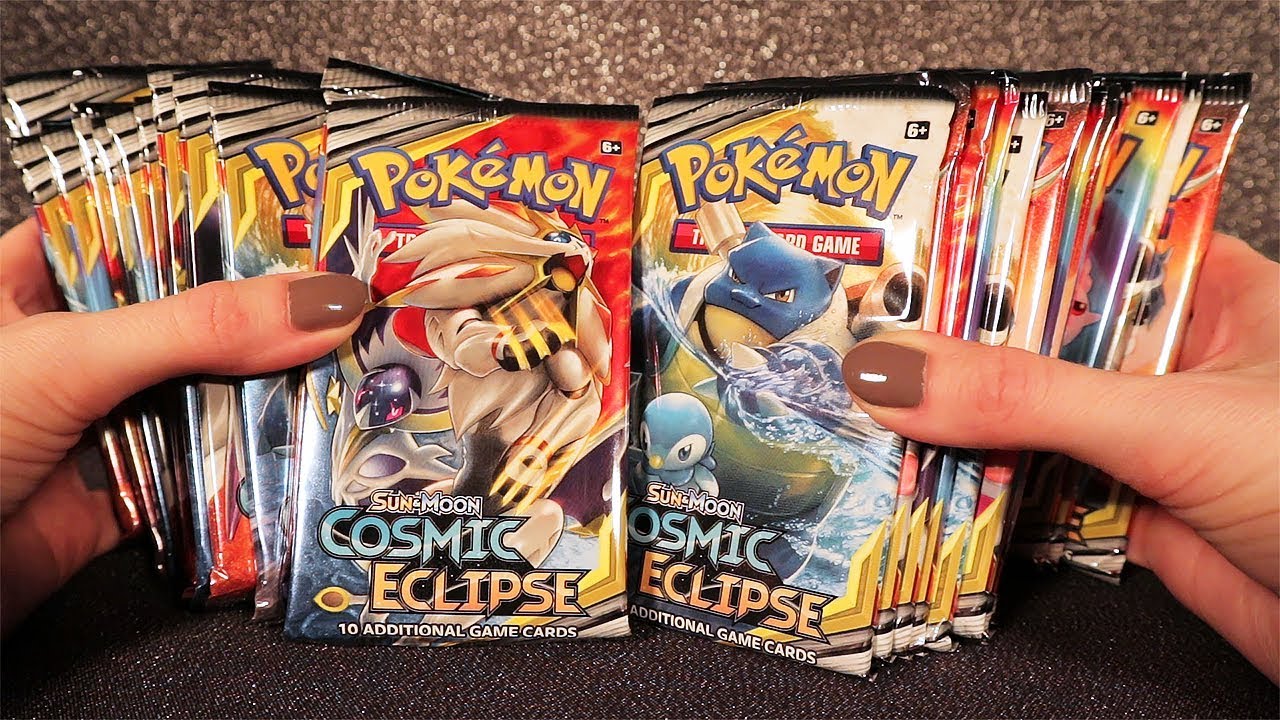 Opening Pokemon Cosmic Eclipse Booster Box 🌃 ASMR Relax Crinkles and Cards Sounds
