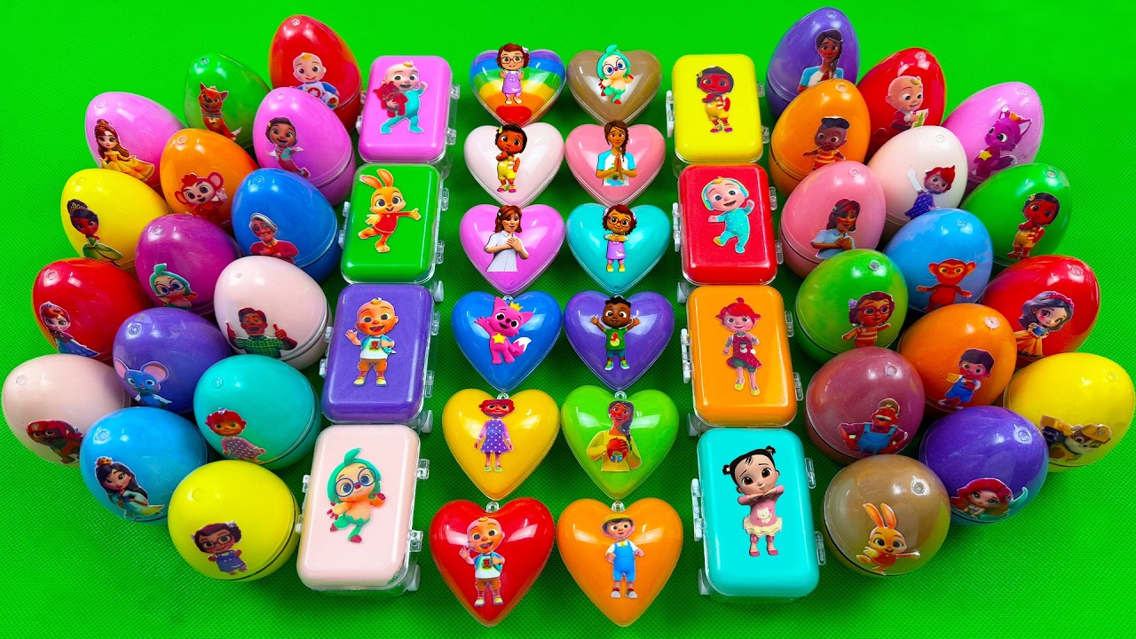 Cocomelon Slime 🍉 Pinkfong with JJ, TomTom, Cody & Friends in Eggs, Suitcase, Heart More Fun ASMR💖
