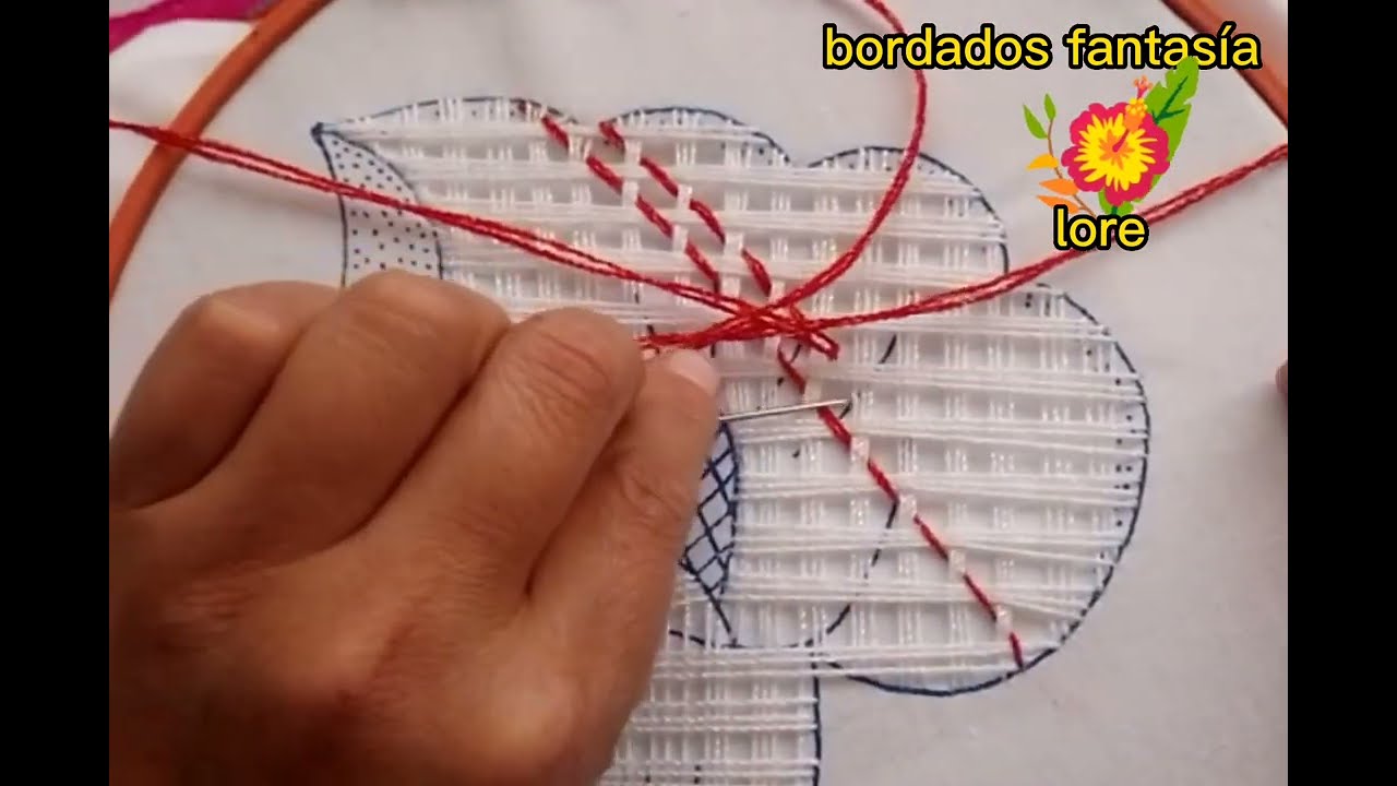 ♥️bonita puntada alcatraz #2utilizando base de red y petatillo 1*1  bordados fantasía Lore♥️