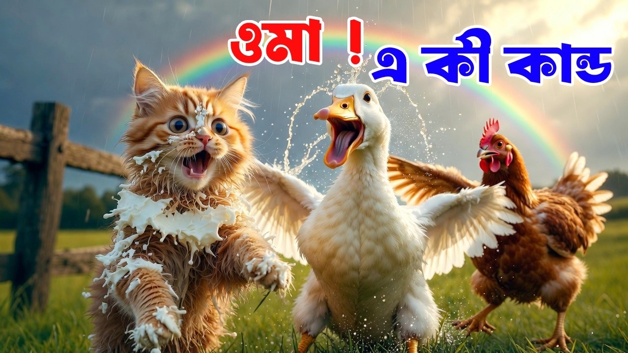 হাঁস মুরগী আর বিড়ালের মজার কাণ্ড 🐱🐔🦆 | Funny Farm Animal Story | Bangla Kids Cartoon