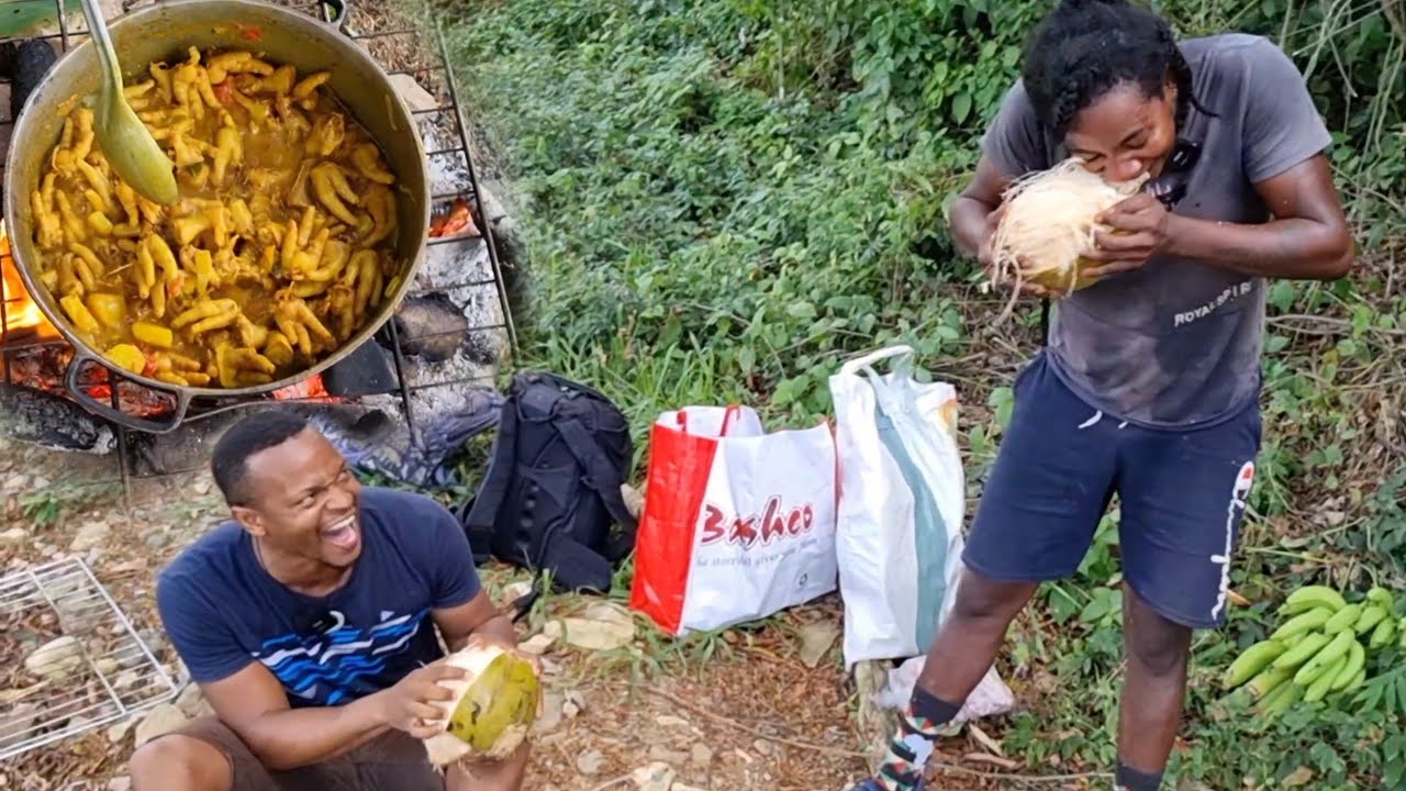Curry chicken foot + peeling jelly with teeth - find food on the farm