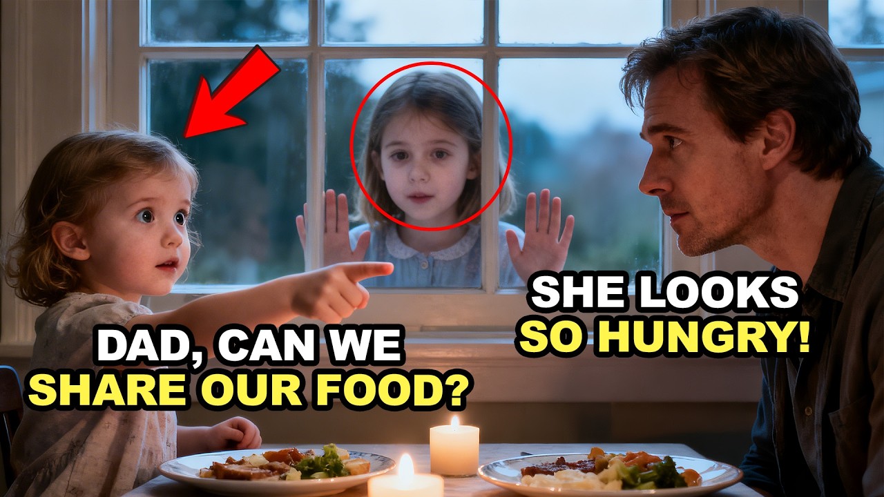 “DAD, CAN I SHARE MY FOOD WITH HER?” THE MILLIONAIRE’S DAUGHTER POINTS TO A BEGGAR GIRL