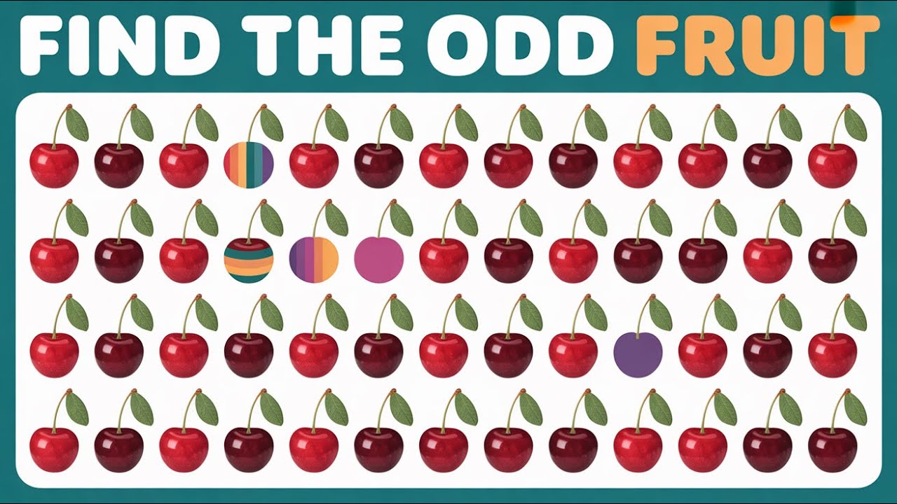 Find The ODD One Out - Fruit and Vegetables Edition 🍎🍓🍒 - Puzzle Place 