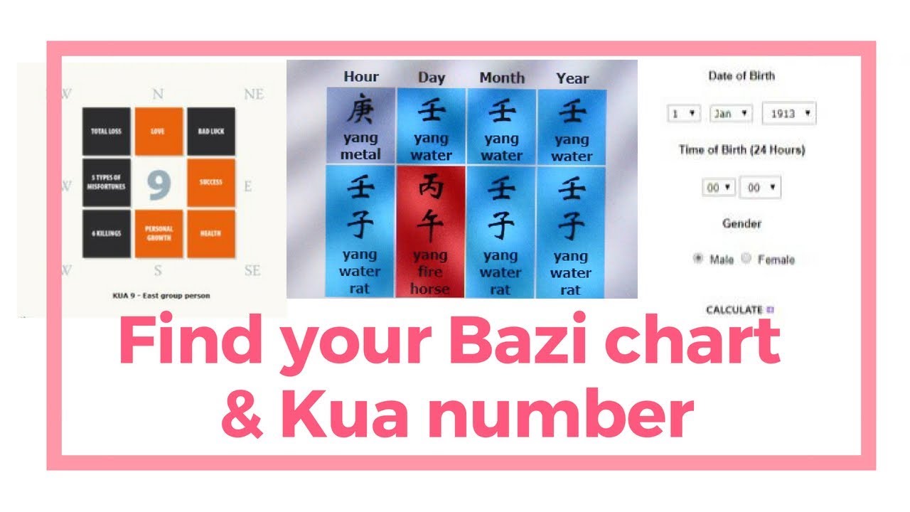 How to find out your Ba Zi chart ( Four Pillar chart) and Kua (Gua) number