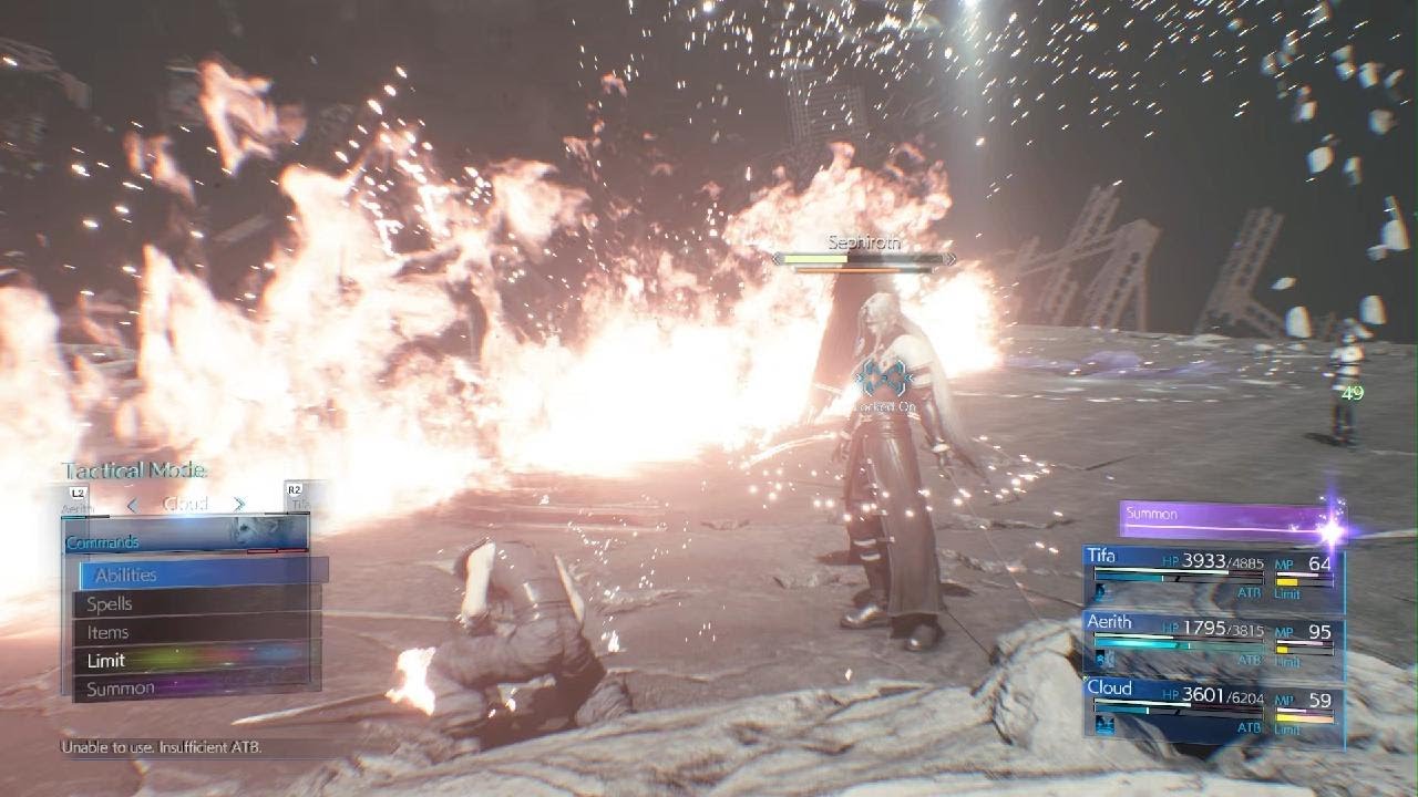Limit break clash Cloud and Sephiroth