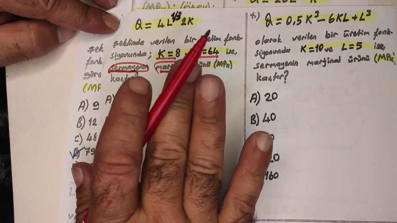 MATEMATİKSEL İKTİSAT [SERMAYENİN MARJİNAL ÜRÜNÜ]  (MPK)