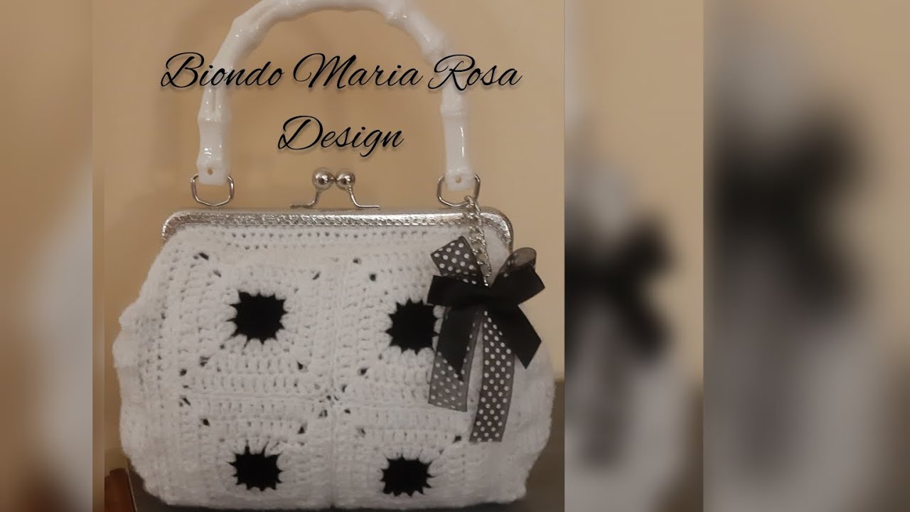Borsa uncinetto con chiusura clic clac/mattonella granny, variante pois