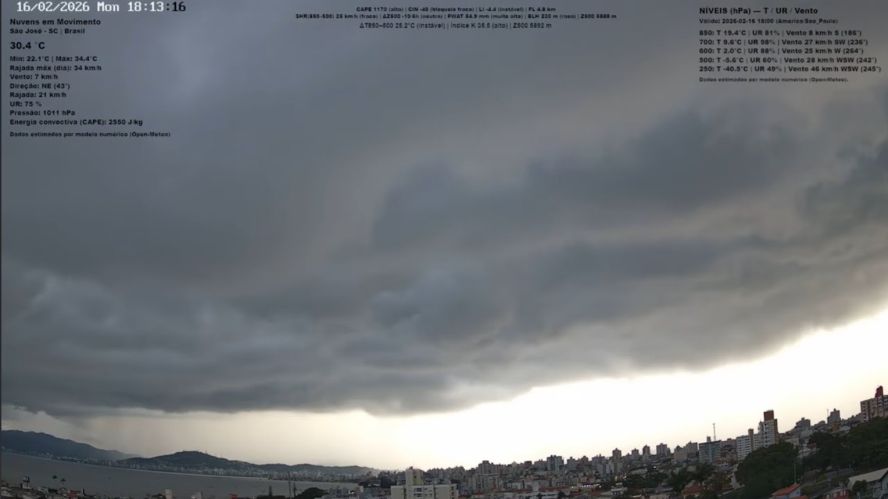16/02/2026 - Time-lapse das Nuvens | Últimas 24h 