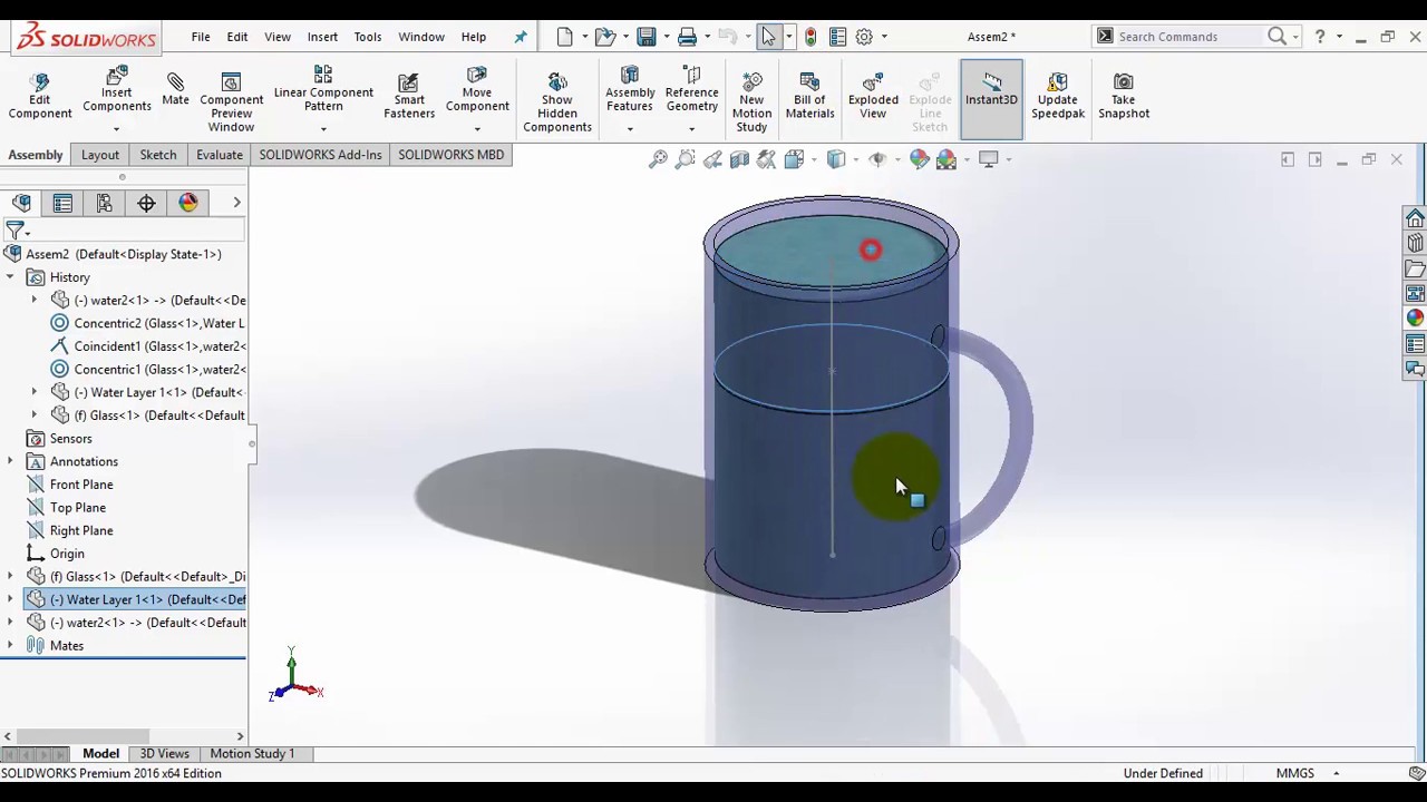 SOLIDWORKS Animation - A cup being filled with water (Liquid Effect)