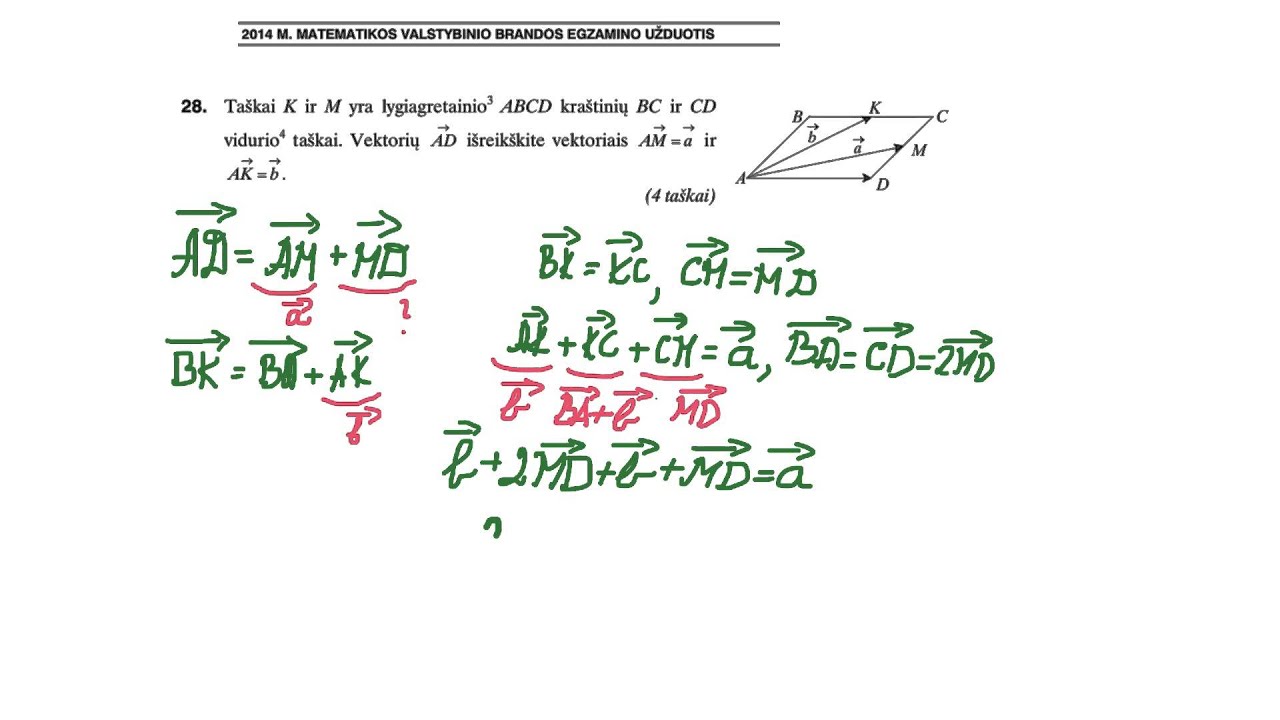 Vektoriai. Matematikos valstybinis brandos egzaminas.