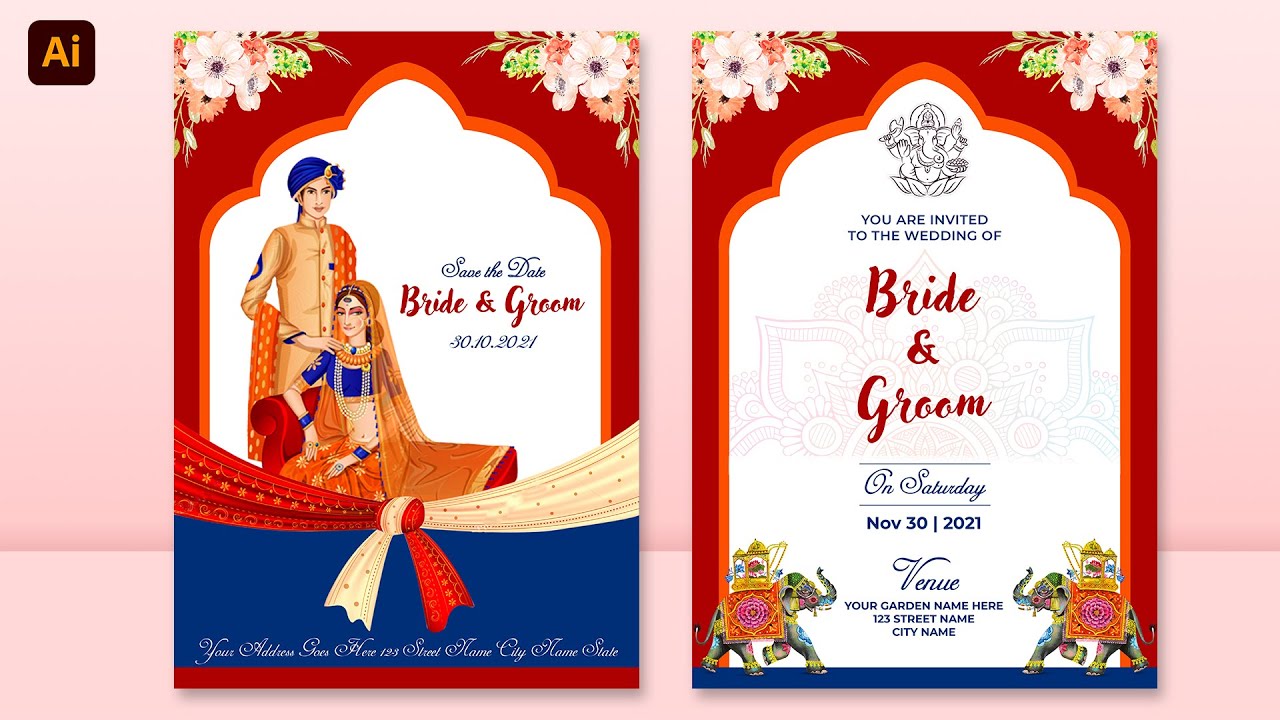 Wedding Invitation Design in Illustrator | Adobe Illustrator Invitation Design Tutorial