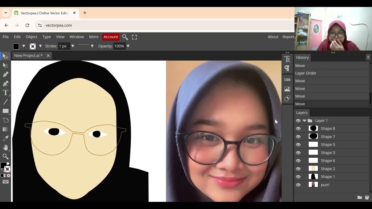 SpeedArt Face dengan Pen Tool - Putri Mujaningsih (8040230198)