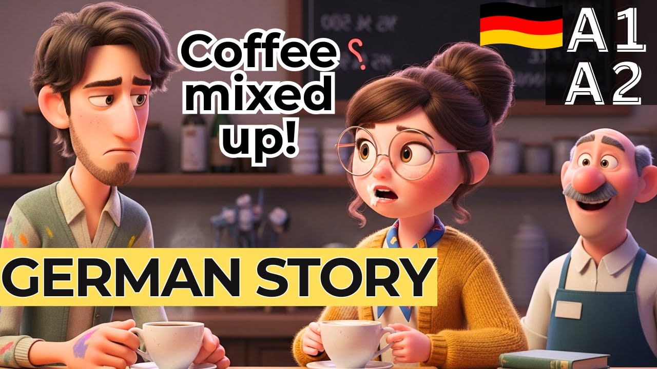 START LEARNING GERMAN: EASY Café Love Story for beginners (A1-A2)