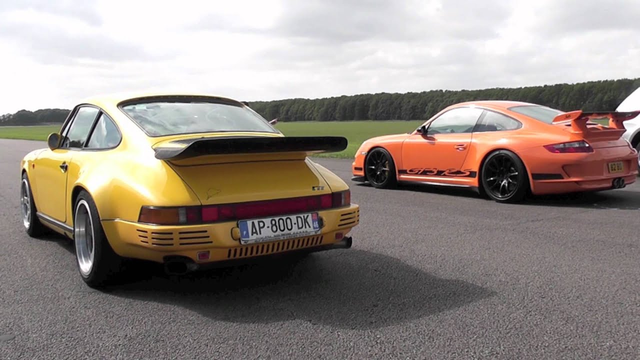 RUF CTR Yellowbird vs Porsche 997 GT3 RS with Akrapovic exhaust