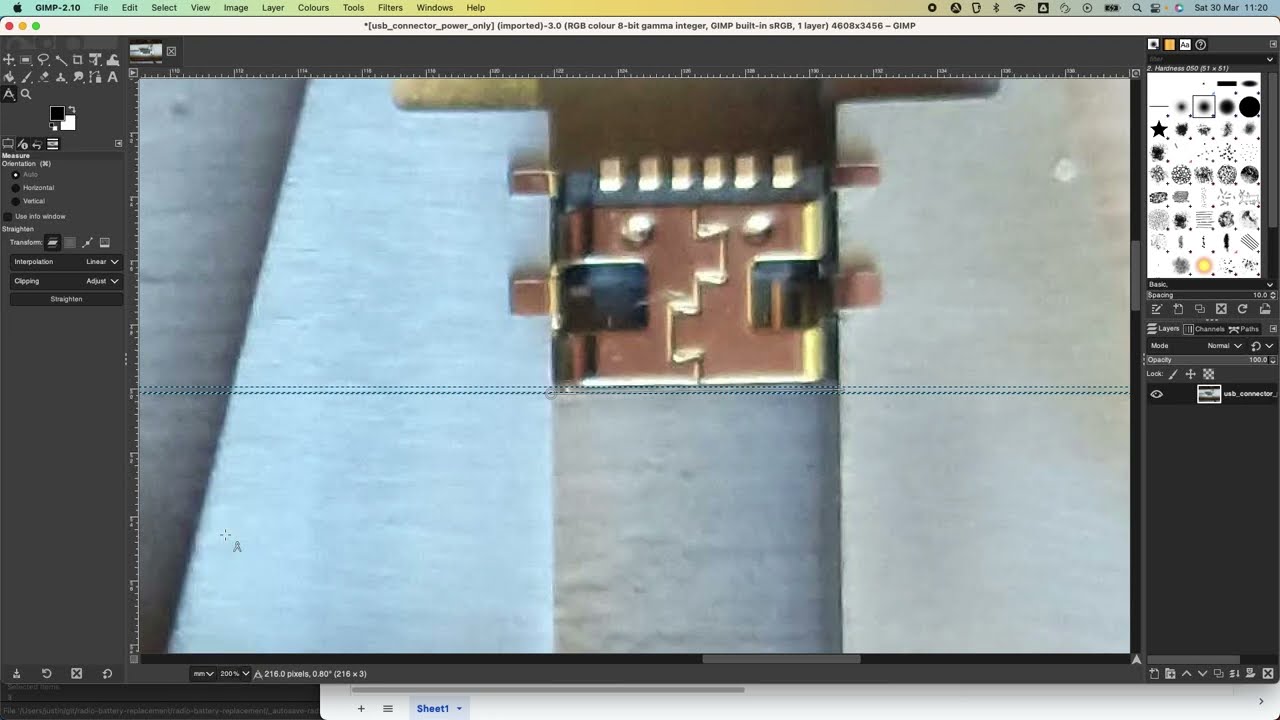 Measure real dimensions using GIMP