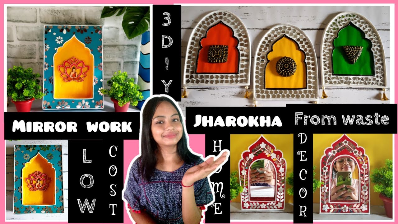Diy Mirror work Jharokha/Jharokha making from waste material |Low cost Home decor| Barsha's Handmade